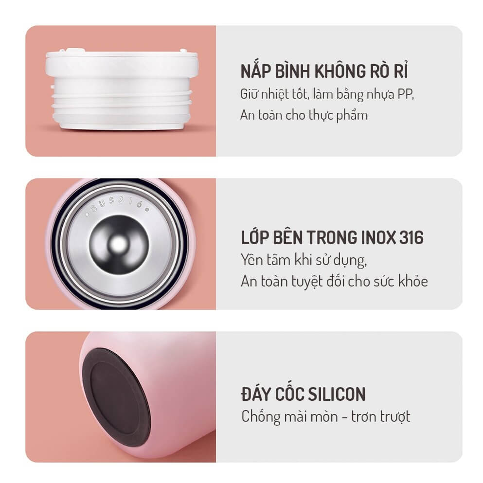 Bình đựng thức ăn giữ nhiệt Elmich EL8017 300ml, EL8018 400ml, EL8019 600ml, Hàng chính hãng, ủ cháo, Inox 316 - JoyMall