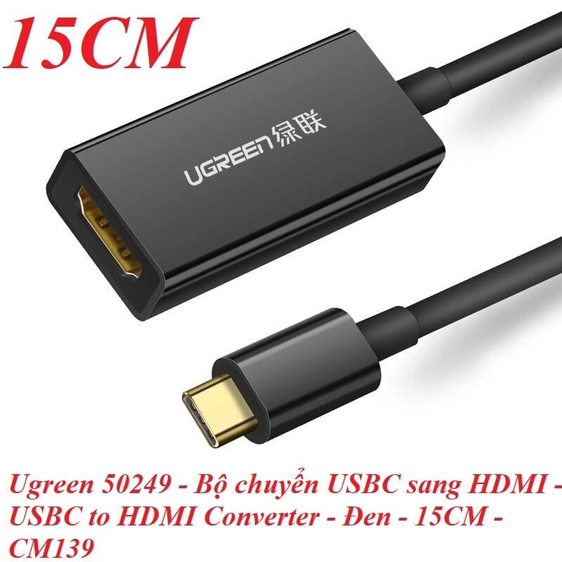 Ugreen UG50249CM139TK 15CM màu Đen Bộ chuyển đổi TYPE C sang HDMI vỏ bọc nhựa cao cấp - HÀNG CHÍNH HÃNG