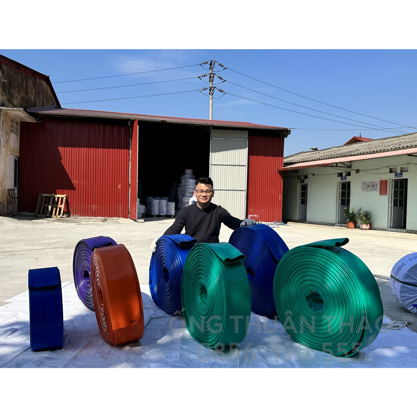 Ống bạt cốt dù tím phi 120MM cuộn 20M - Ống nhựa PVC tải cát sỏi THUẬN THẢO