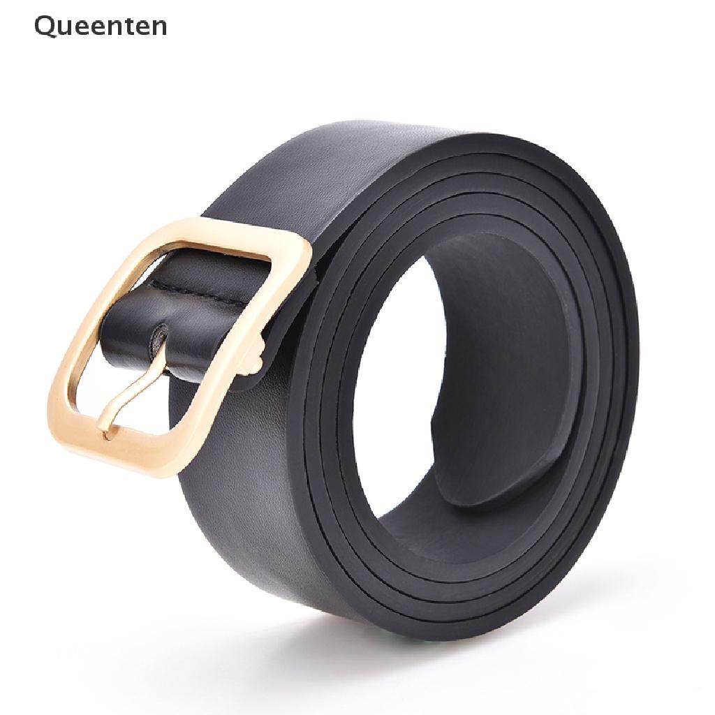 Queenten Fashion Women Girls Belts Leather Square Metal Pin Buckle Waist Belt Waistband VN