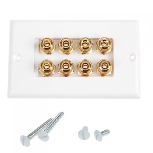 Budget 4 Speakers Cable Wall Plate 8 Banana Plug for Audio Video Theater Cable