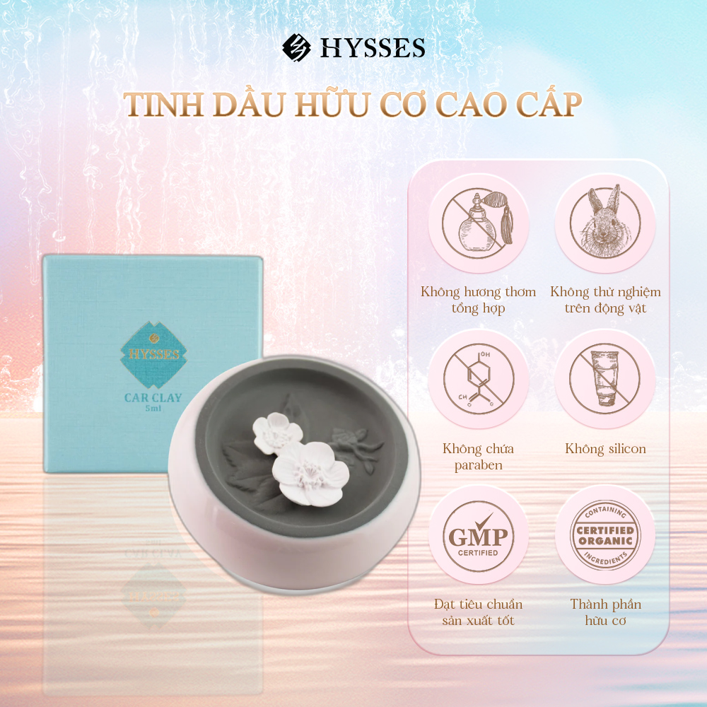 Đất Sét Khuếch Tán Tinh Dầu Cao Cấp Hysses Cherry Blossoms Clay Dùng Để Bàn Hoặc Xe, Có Đệm Chống Trượt Với Hương Cam Bergamot và Hoa Phong Lữ Hữu Cơ Tự Nhiên