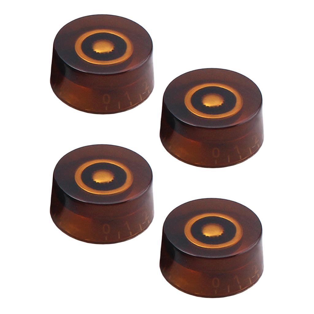 4X Đàn Guitar Tập Tông Núm Điều Khiển Núm cho Đàn Guitar Điện Nâu