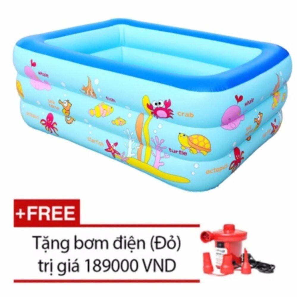 Bể bơi phao 3 tầng size 1m8 TẶNG BƠM ĐIỆN (180x140x60) (ngẫu nhiên)