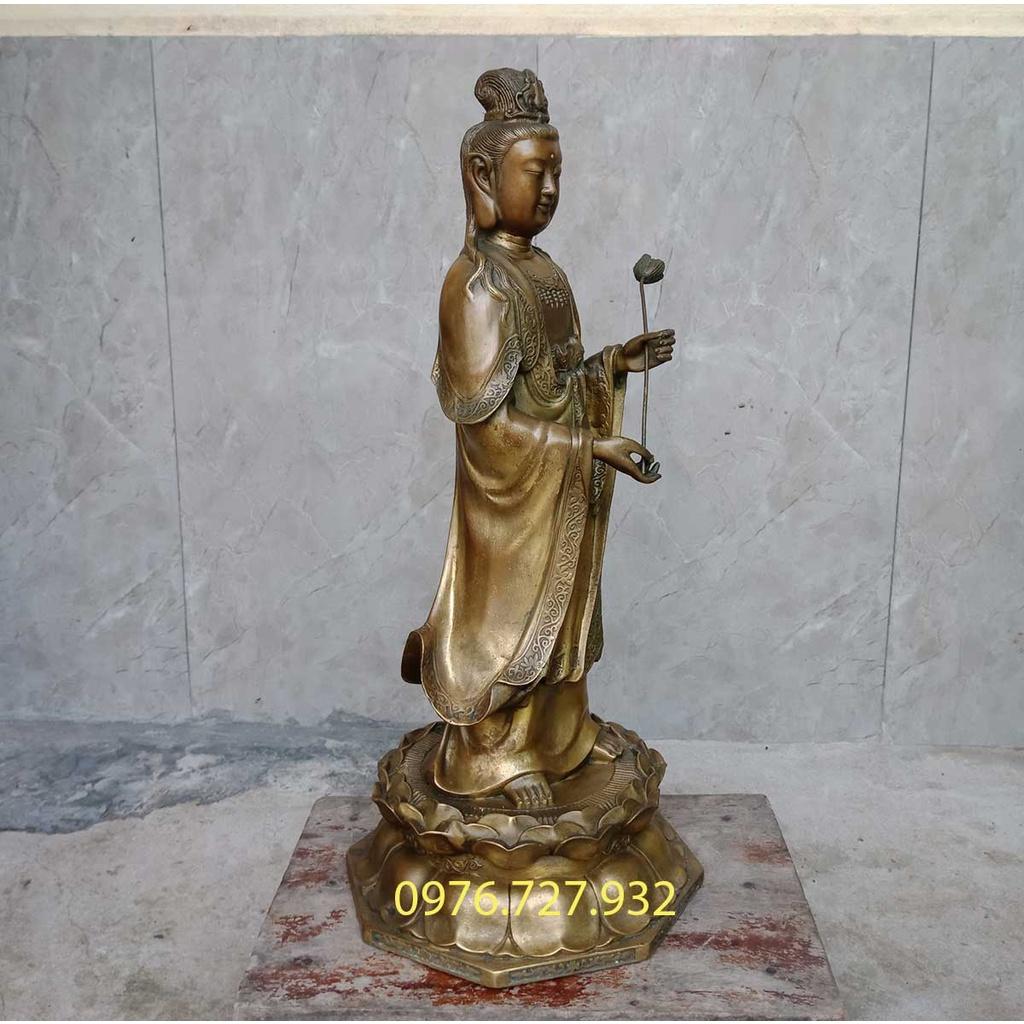 Tượng phật đại thế chí bồ tát bằng đồng cao 43cm, mẫu tượng phật đại thế chí bồ tát
