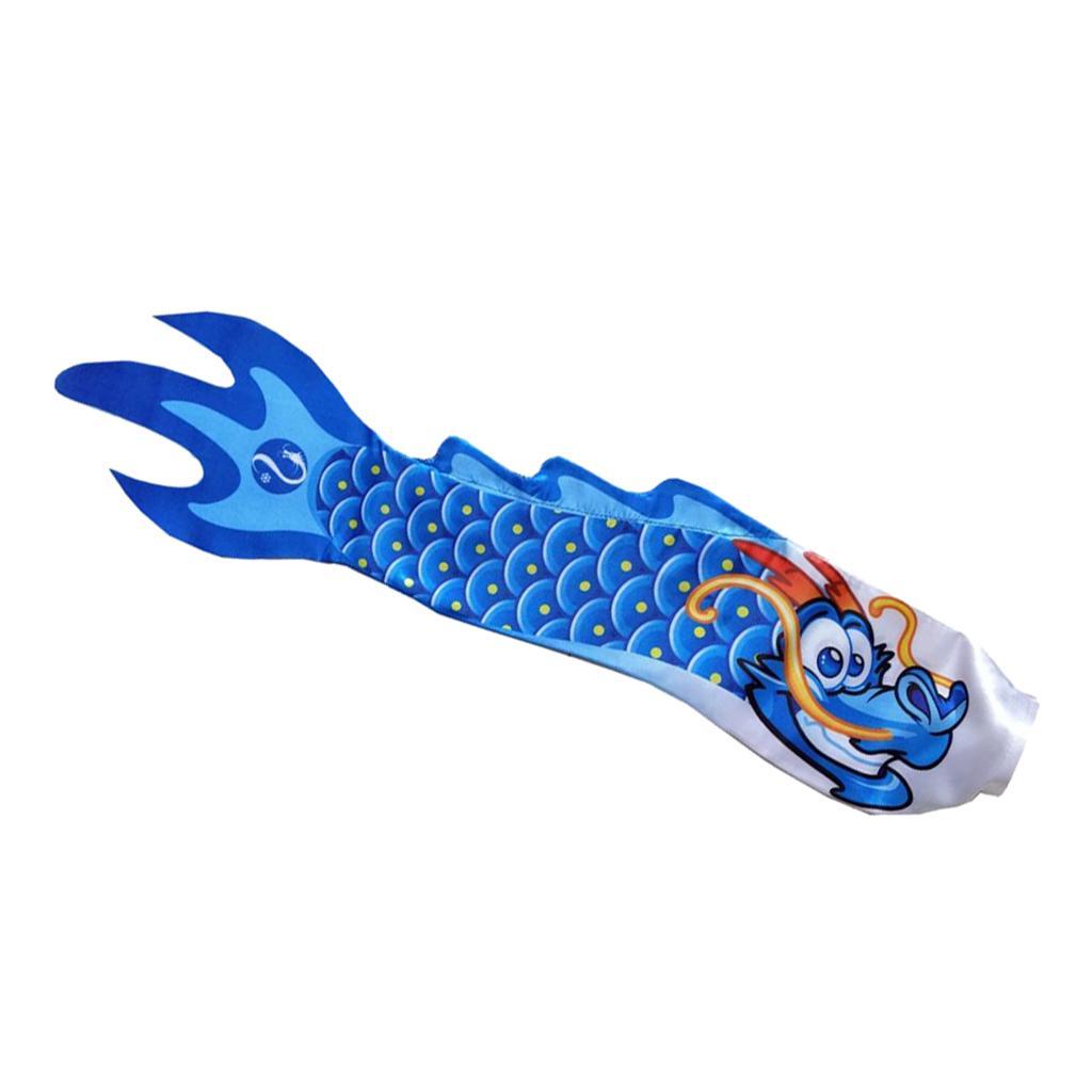 2-4pack Creative Dragon Flag Outdoor Windsock Carp Streamer Hanging Decor Blue