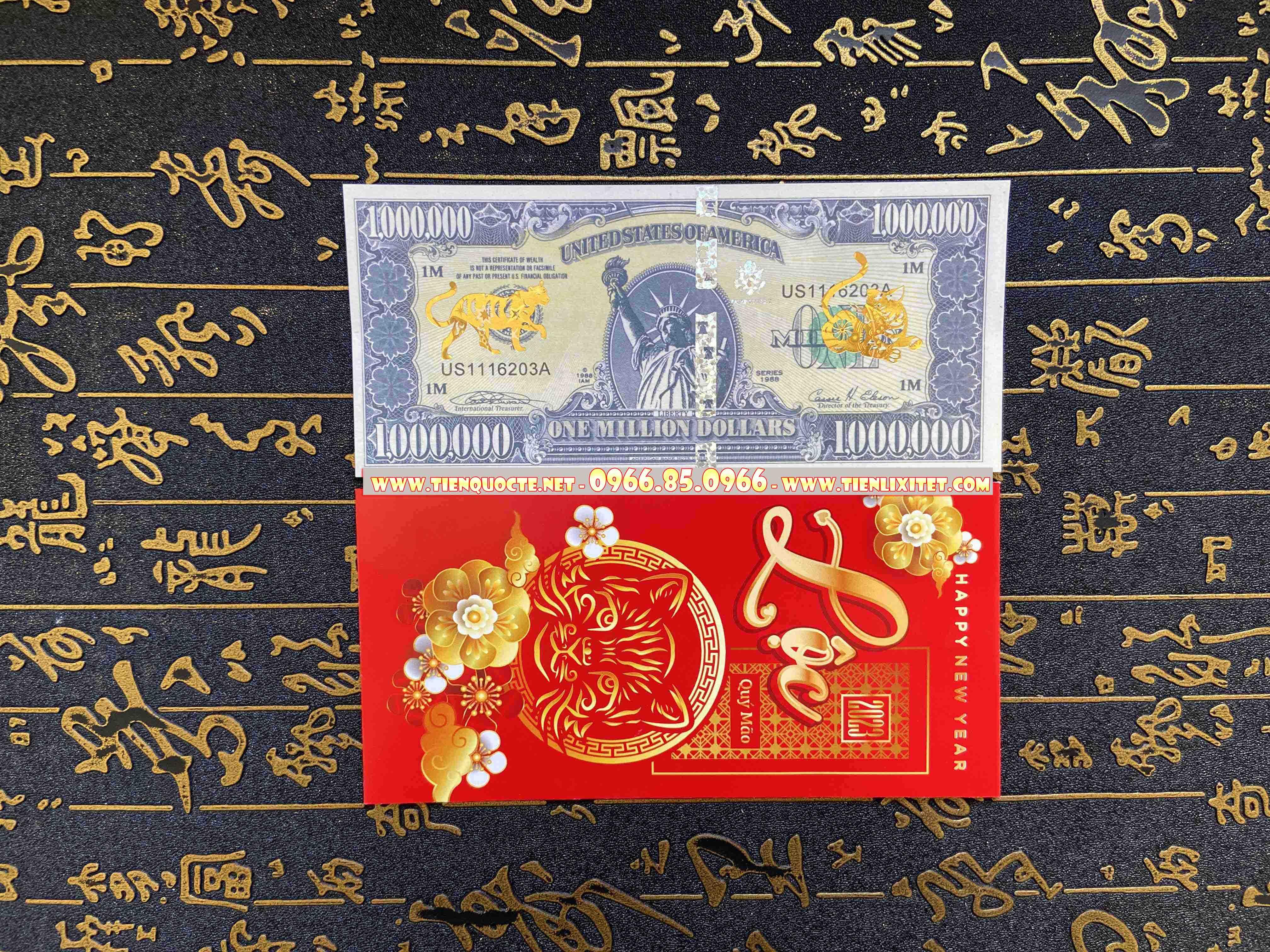 Lì xì tết ti.ền Hình Con mèo 1 Triệu u.sd lưu niệm 2023 , tặng bao đỏ may mắn 2023 LGLS00092