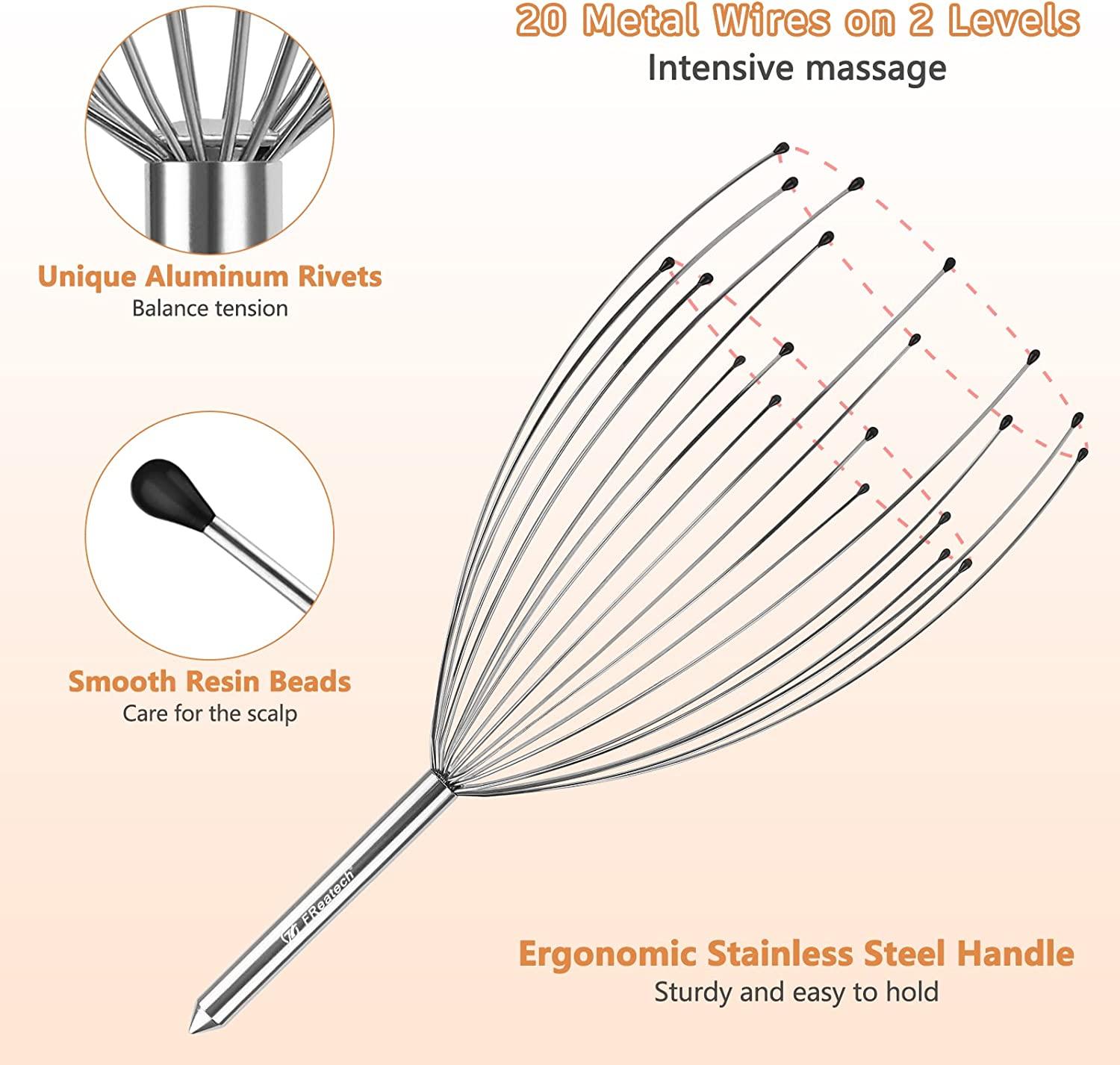 Đặt 2 người mát xa đầu, thiết bị massage đầu với 20 ngón tay để kích thích da đầu và thư giãn sâu, massage đầu chồn hôi để giảm căng thẳng và cải thiện giấc ngủ