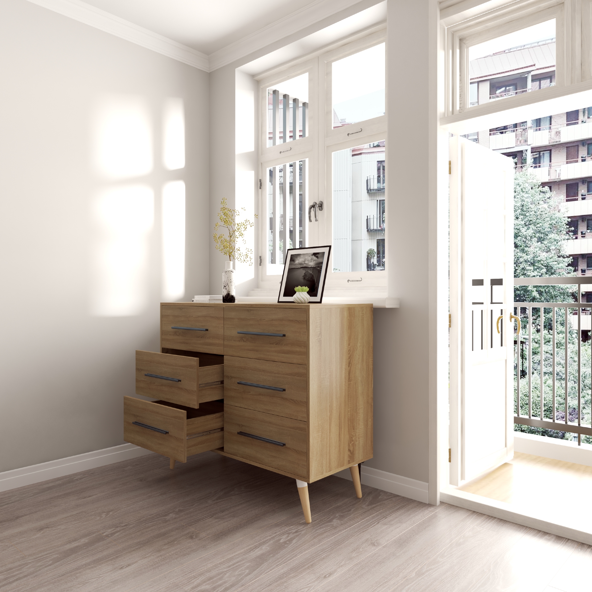[Happy Home Furniture] OSRI, Tủ đựng đồ 6 ngăn - chân gỗ chéo ,  120cm x 40cm x 100cm ( DxRxC), THK_026