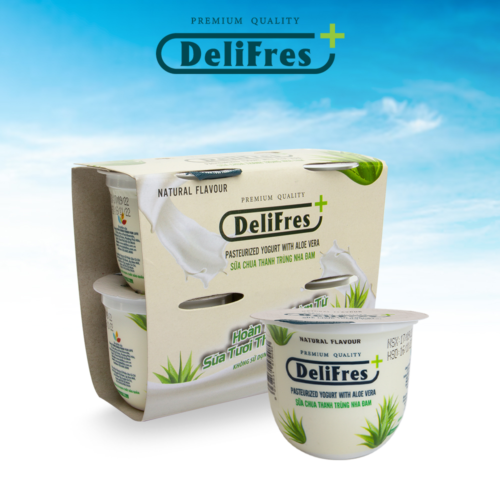 Sữa Chua Thanh Trùng DeliFres+ Nha Đam | Lốc 4 Hũ 80g