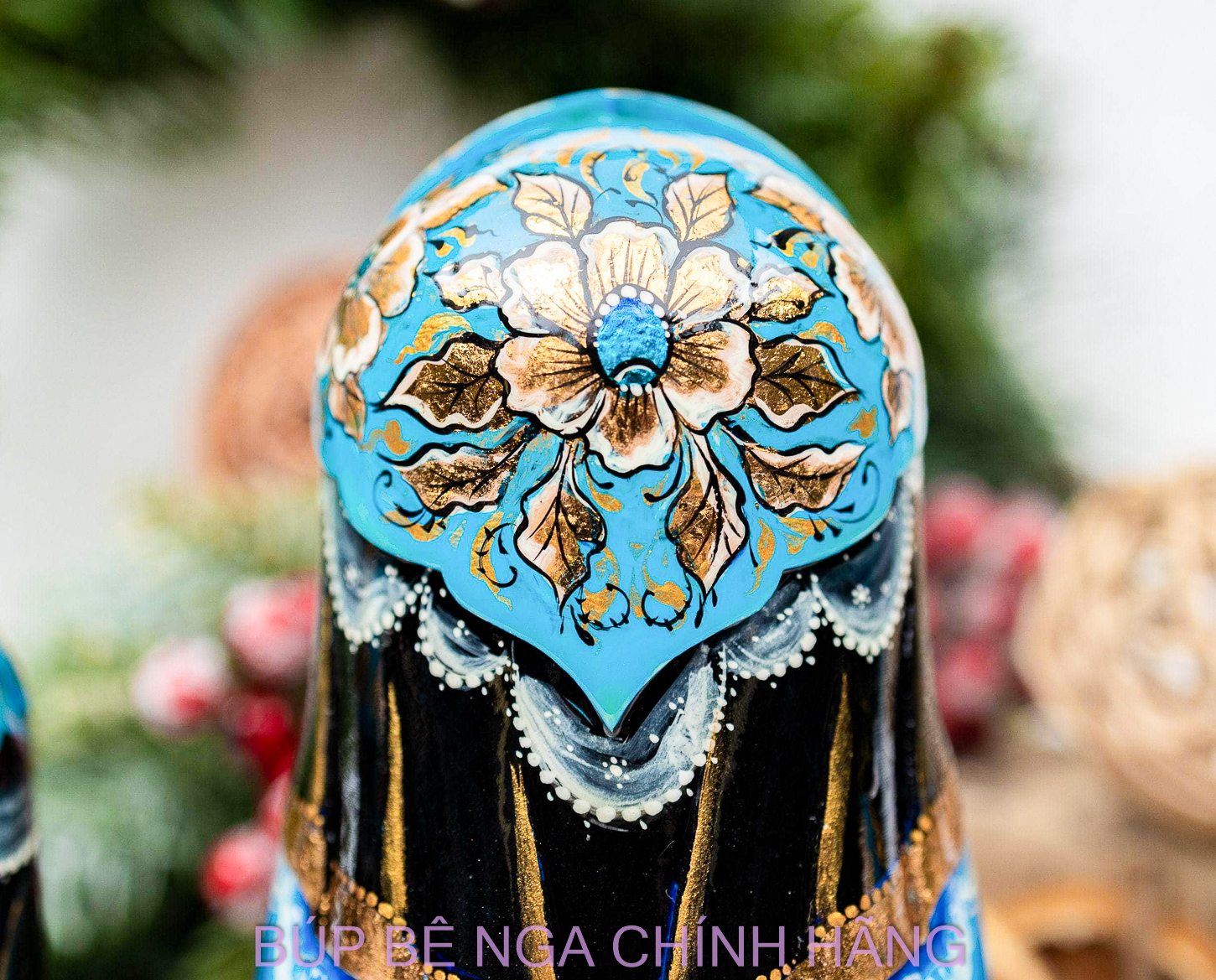 BỘ BÚP BÊ NGA MATRYOSHKA CAO CẤP 5 LỚP 20CM ĐIÊU KHẮC CHẠM NỔI HOA VĂN "CÔNG CHÚA MÙA ĐÔNG" CỰC ĐẸP VÀ SANG TRỌNG