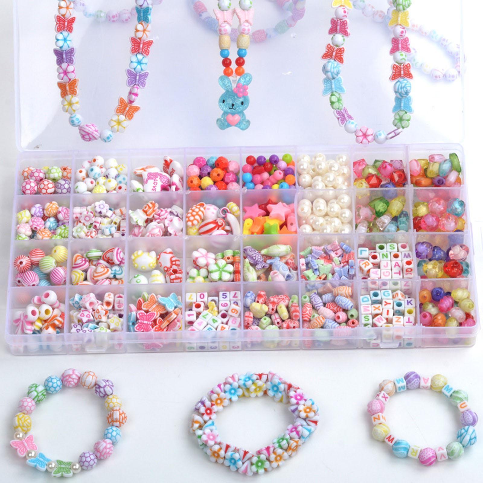 Acrylic Seed Beads Kit, Colorful Beading Supplies Number Beads Mini Pony Beads Kit for Bracelet Beads DIY Jewelry Making Birthday Beading