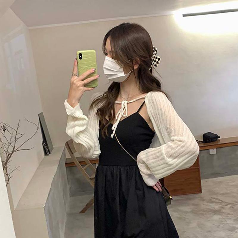 Áo khoác len dệt kim Montoghi DÂY NƠ CỔ tay dài dáng lửng hàng Quảng Châu loại 1 siêu xinh