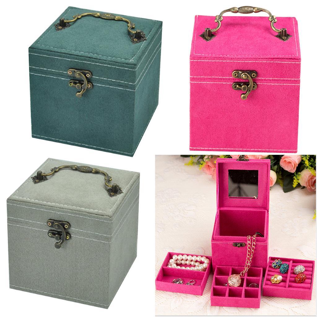 Jewelry Case Earring Necklace Box Organizer with Metal Buckle