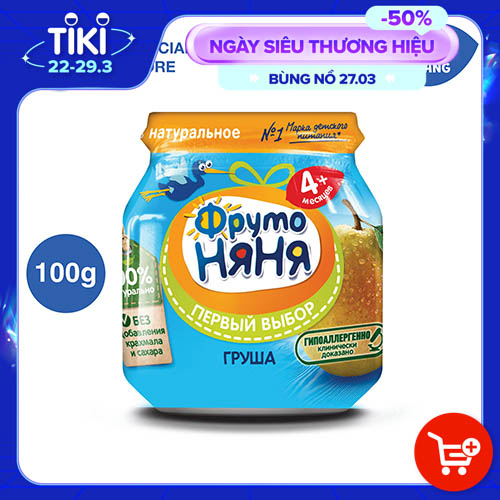 Trái cây nghiền vị lê Fruto Nyanya 100g/lọ