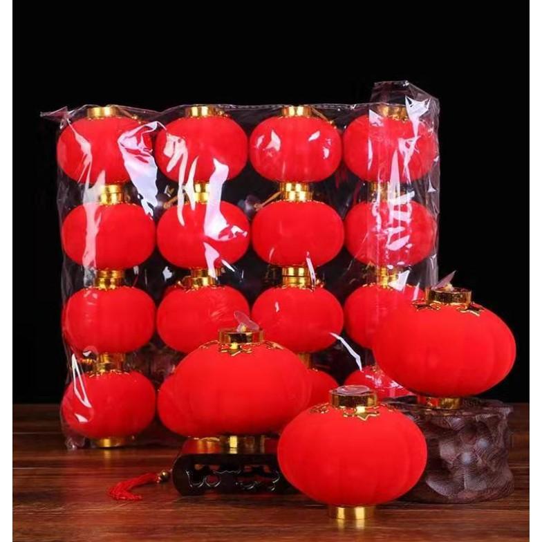 Lồng đèn nhung đỏ nhí trang trí tết, trang trí quán shop nhiều size