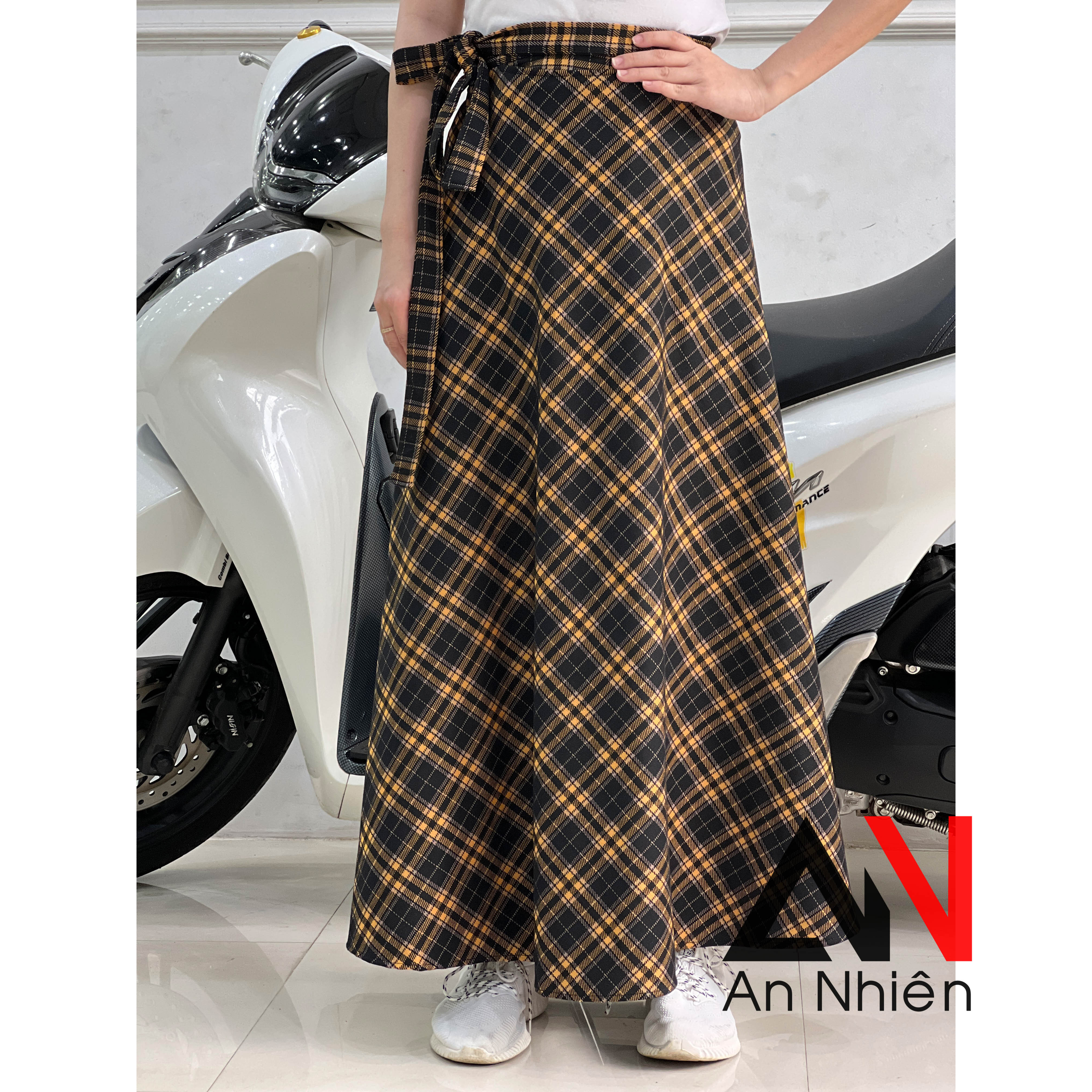 Váy quây chống nắng dạng xòe tròn gợn sóng cột dây tà rộng free size