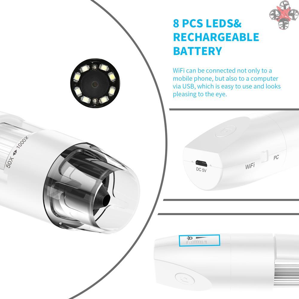 Kính Hiển Vi Không Dây Đa Năng 2.0mp Với 8 Đèn Led