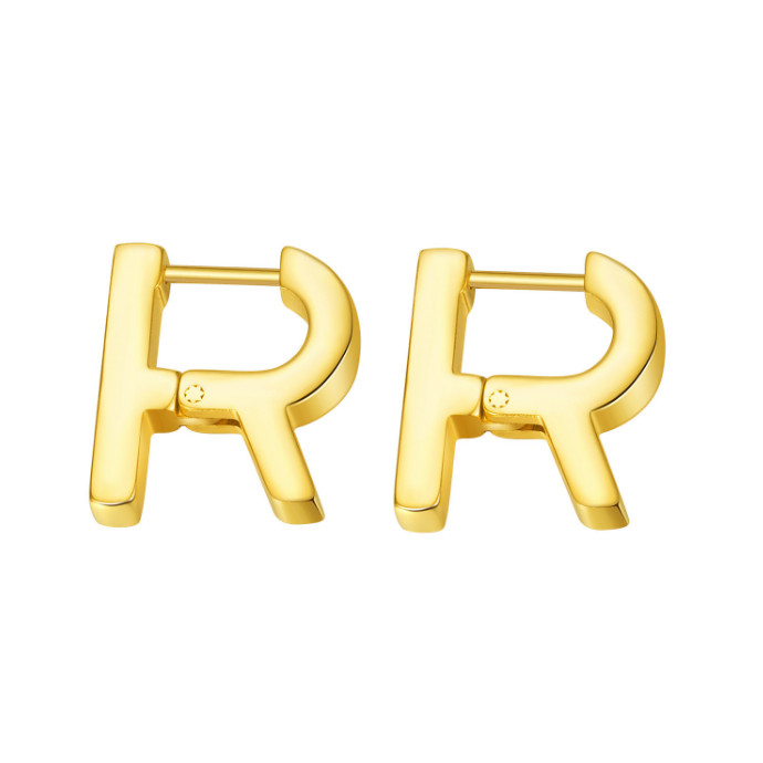 Bông Tai Nam Nữ Unisex Hình Chữ R Titan Ko Han Rỉ TT 3923 – 1 Cặp