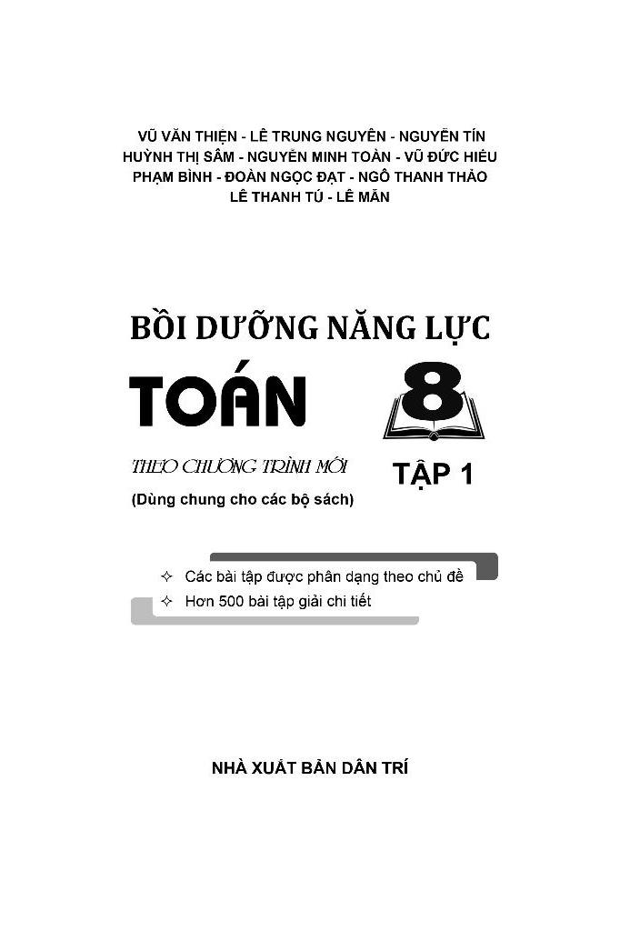 Bồi Dưỡng Năng Lực Toán 8 - Tập 1