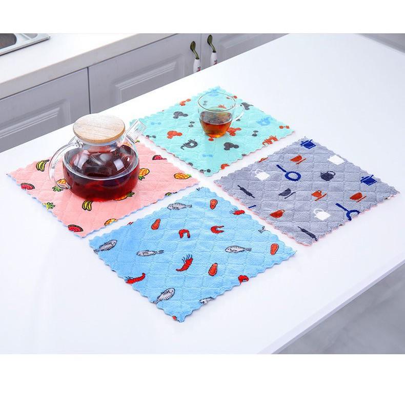 Combo 20 khăn lau size to hình vuông có họa tiết