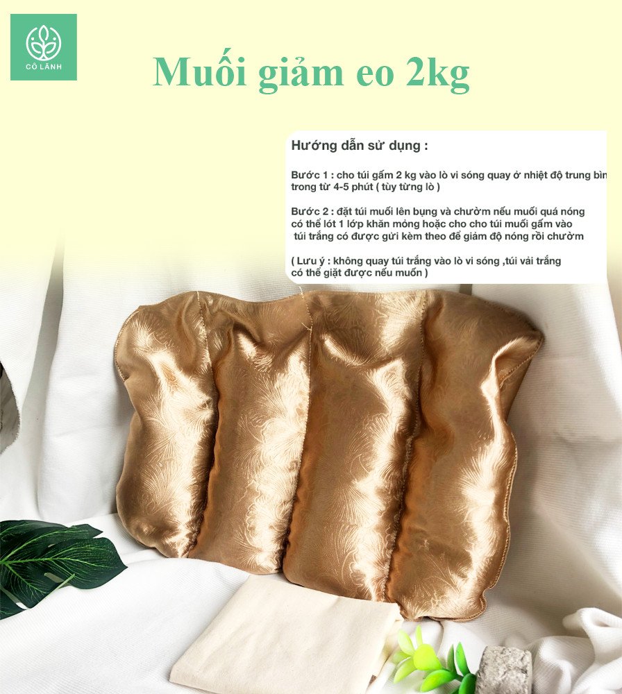 Túi muối thảo dược 2 kg chườm giảm eo vải gấm cỏ lành dùng được với lò vi sóng giúp nhanh xuống bụng sau sinh