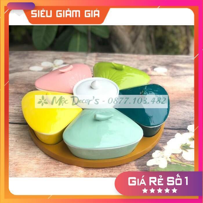 KHAY SỨ ĐẸP, KHAY HŨ SỨ GỖ , KHAY MỨT TẾT BÁT TRÀNG CỰC ĐẸP