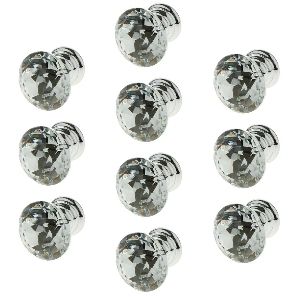 10x Glass Diamond Door Knob Drawer Dresser Pull Handle Cabinet Hardware