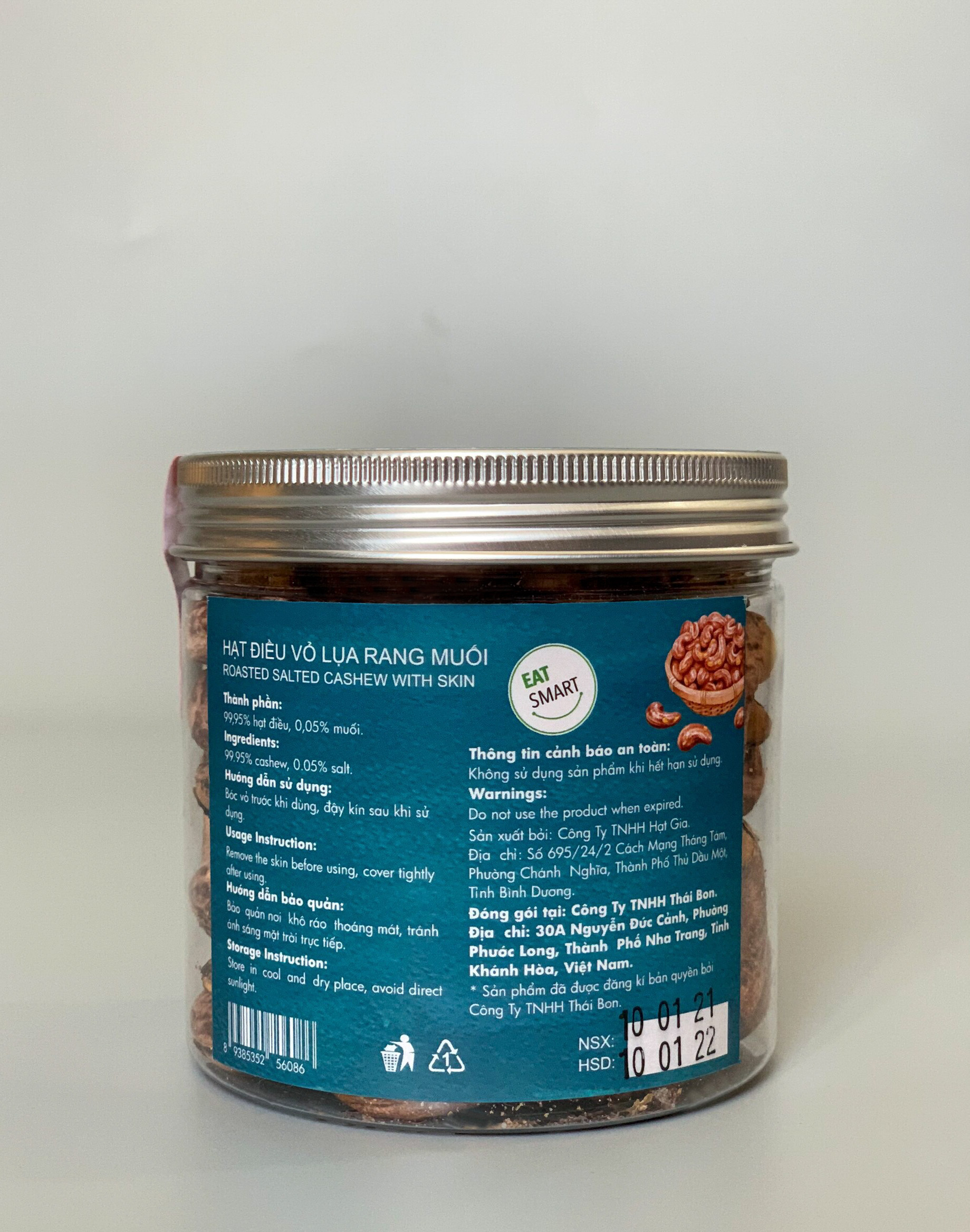Hạt điều vỏ lụa rang muối hộp 180g - Hạt dinh dưỡng Thái Bon