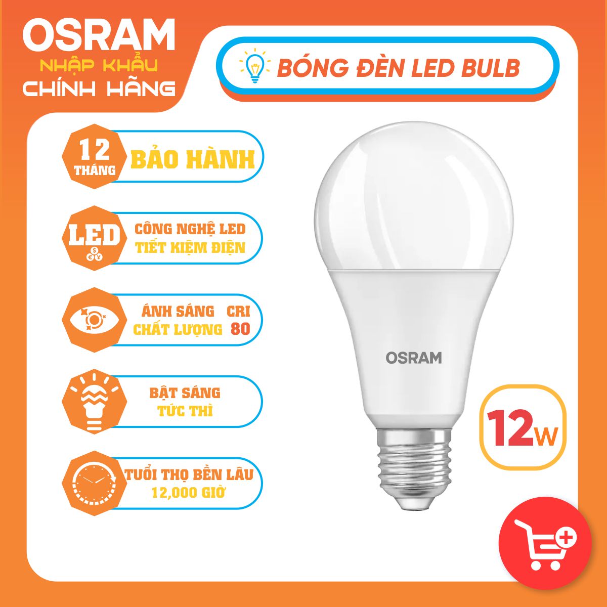 Bóng đèn LED Bulb E27 ECO CLASSIC A 12W OSRAM - Ánh sáng Vàng