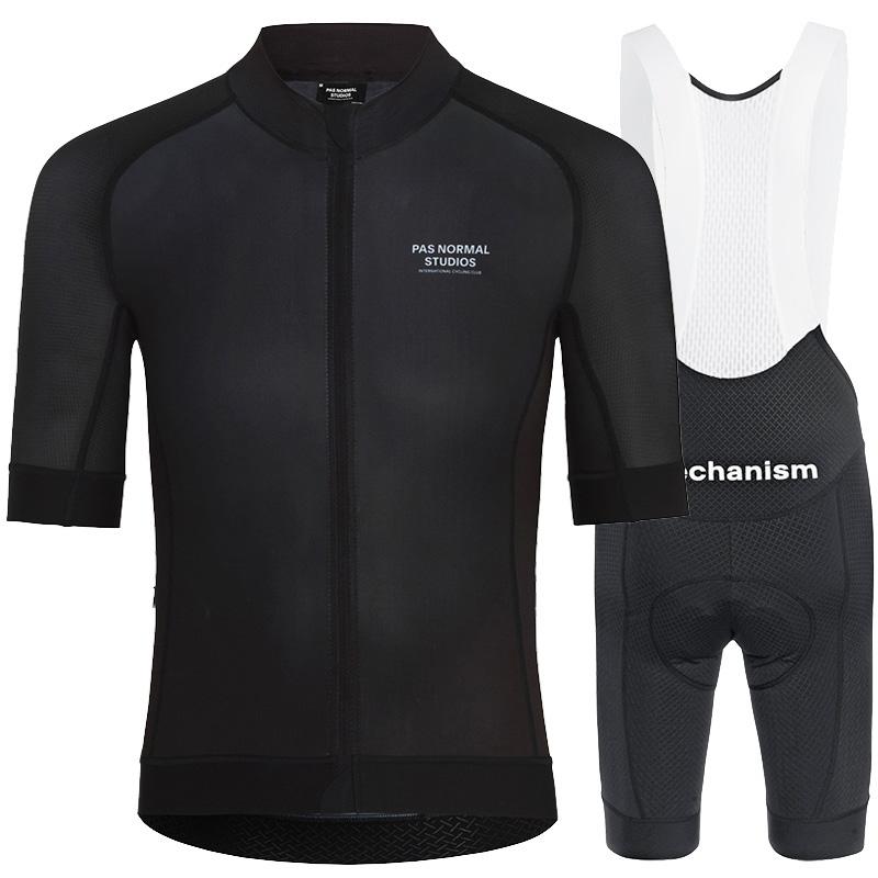 PNS Bộ Dụng Cụ Đi Xe Đạp Maillot Đi Xe Đạp Hombre Bộ Mùa Hè 2023 Trắng Đen Tay Ngắn Bộ Quần Áo Đạp Xe Jersey MTB Quần Áo Nam Color: SET 02-Black Pant Size: M
