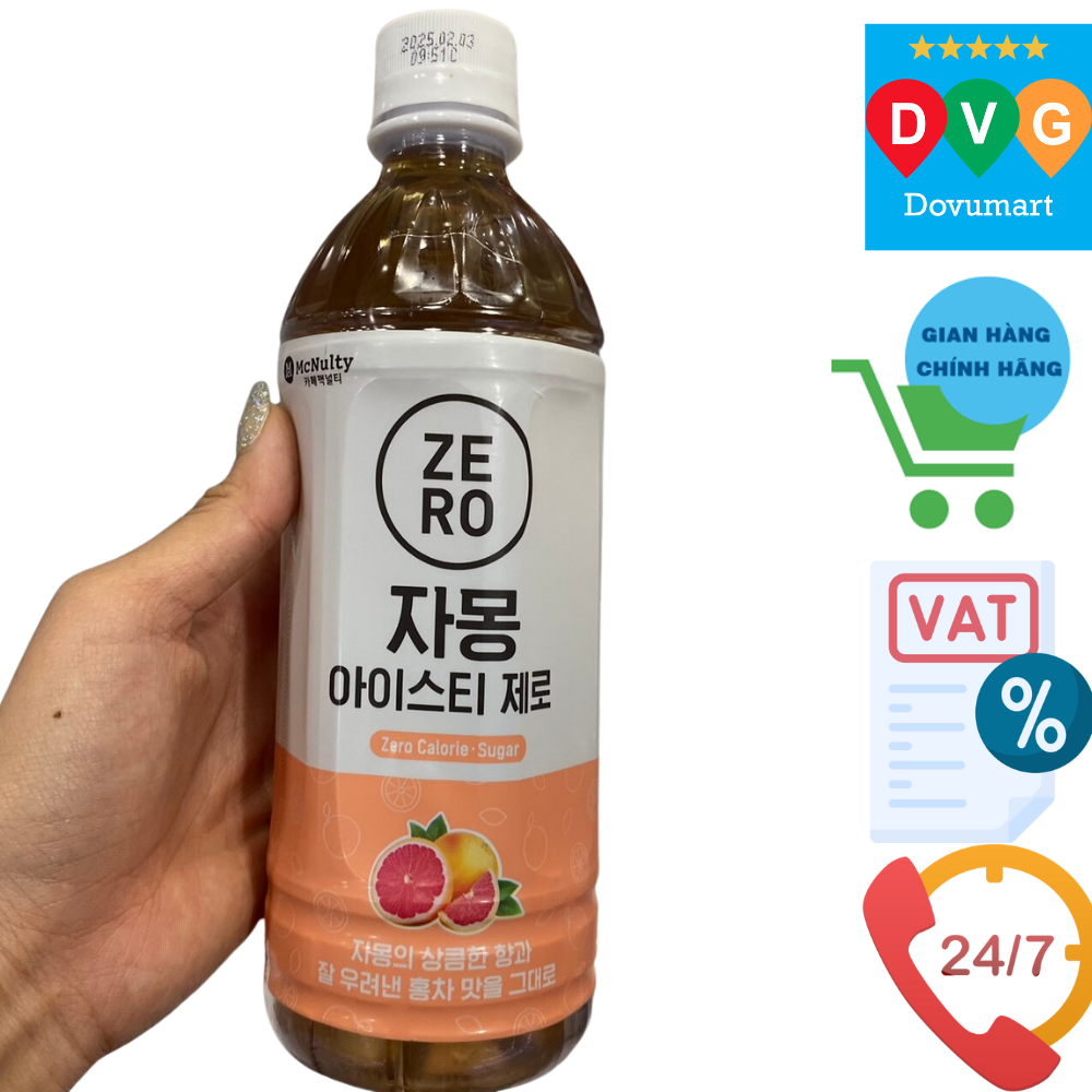 Nước Uống Icetea Vị Bưởi Hàn Quốc Chai 500ML / 맥널티) 자몽 아이스티 제로 500ML