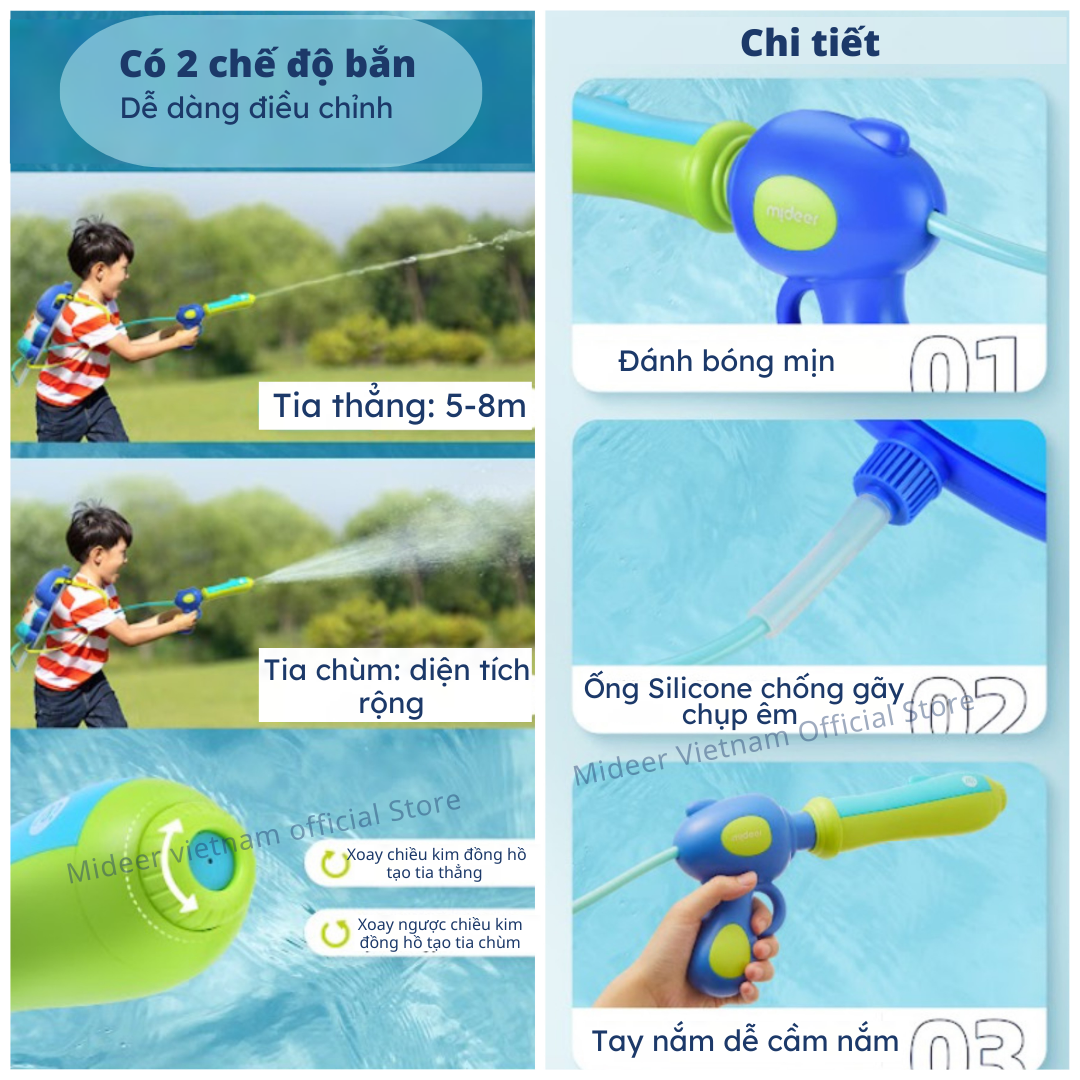 Đồ chơi balo bắn nước đồ chơi balo Mideer Backpack Water Gun