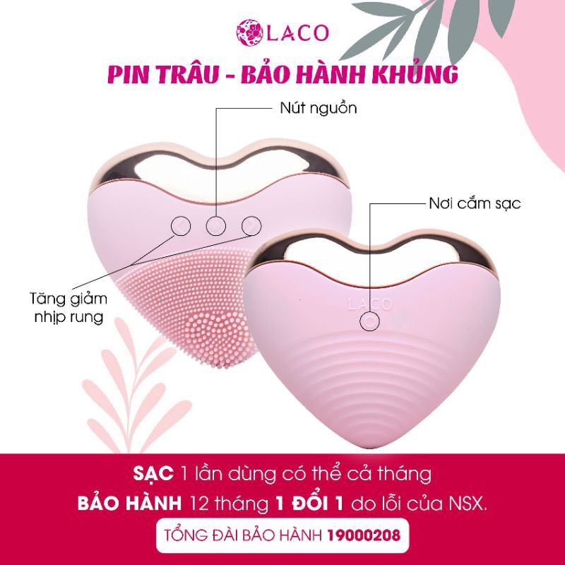 Máy rửa mặt LACO LUXURY Chính hãng tặng test sửa rửa mặt - Làm sạch sâu, massage, nâng cơ, tan nọng cằm, đẩy tinh chất