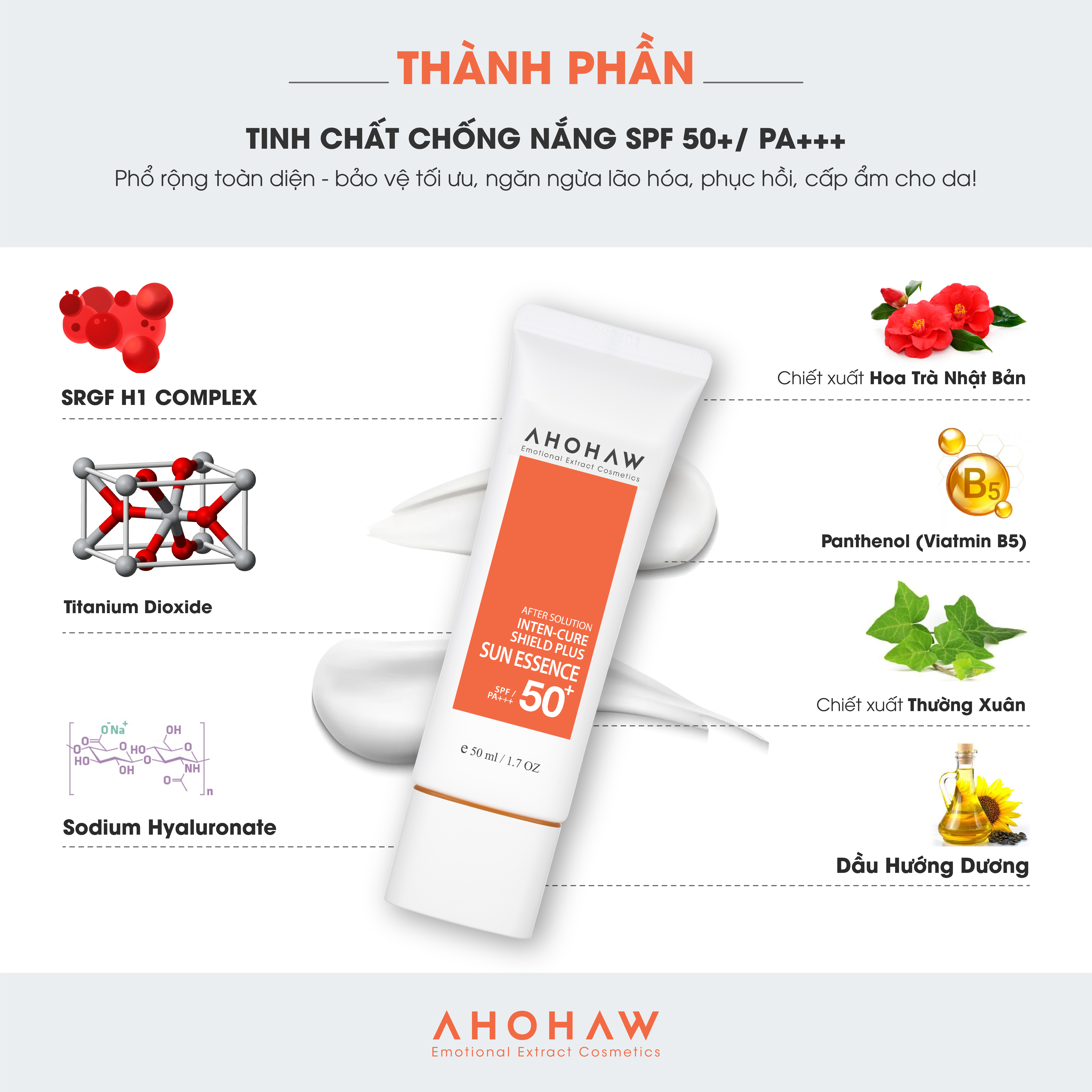 Tinh Chất Chống Nắng SPF 50+/PA+++ Ahohaw After Solution ( 50gr ) - Hàng Chính Hãng