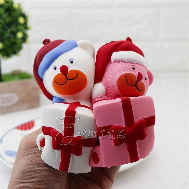 Squishy Lớn JUMBO Hình gấu ôm hộp quà giáng sinh noel Đồ Chơi Xốp Giảm Stress Hình mềm mịn dễ Thương đàn hồi Cho Bé
