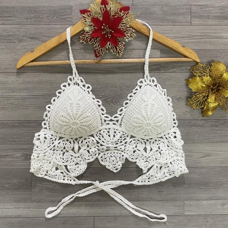 57-Set bikini đi biển 3 món len móc đồ bơi mùa hè 2023