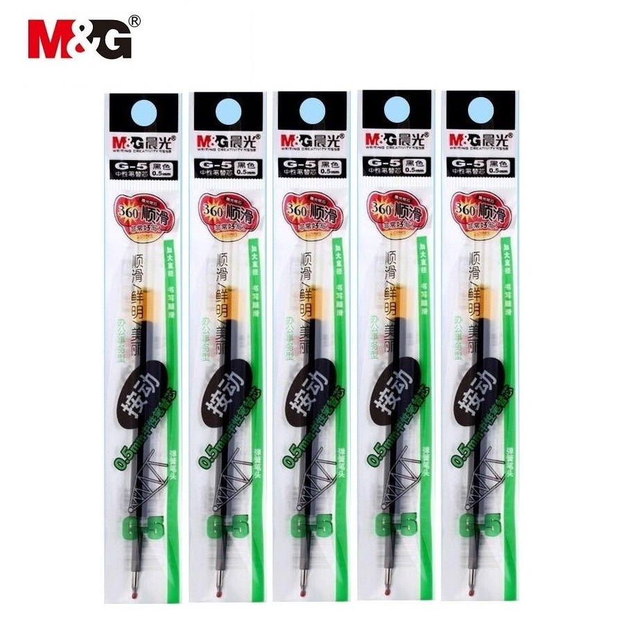 Set 5 bút ký gel nước xoay 360 độ M&amp;G K35 ngòi 0.5mm I Ruột G5 thay thế