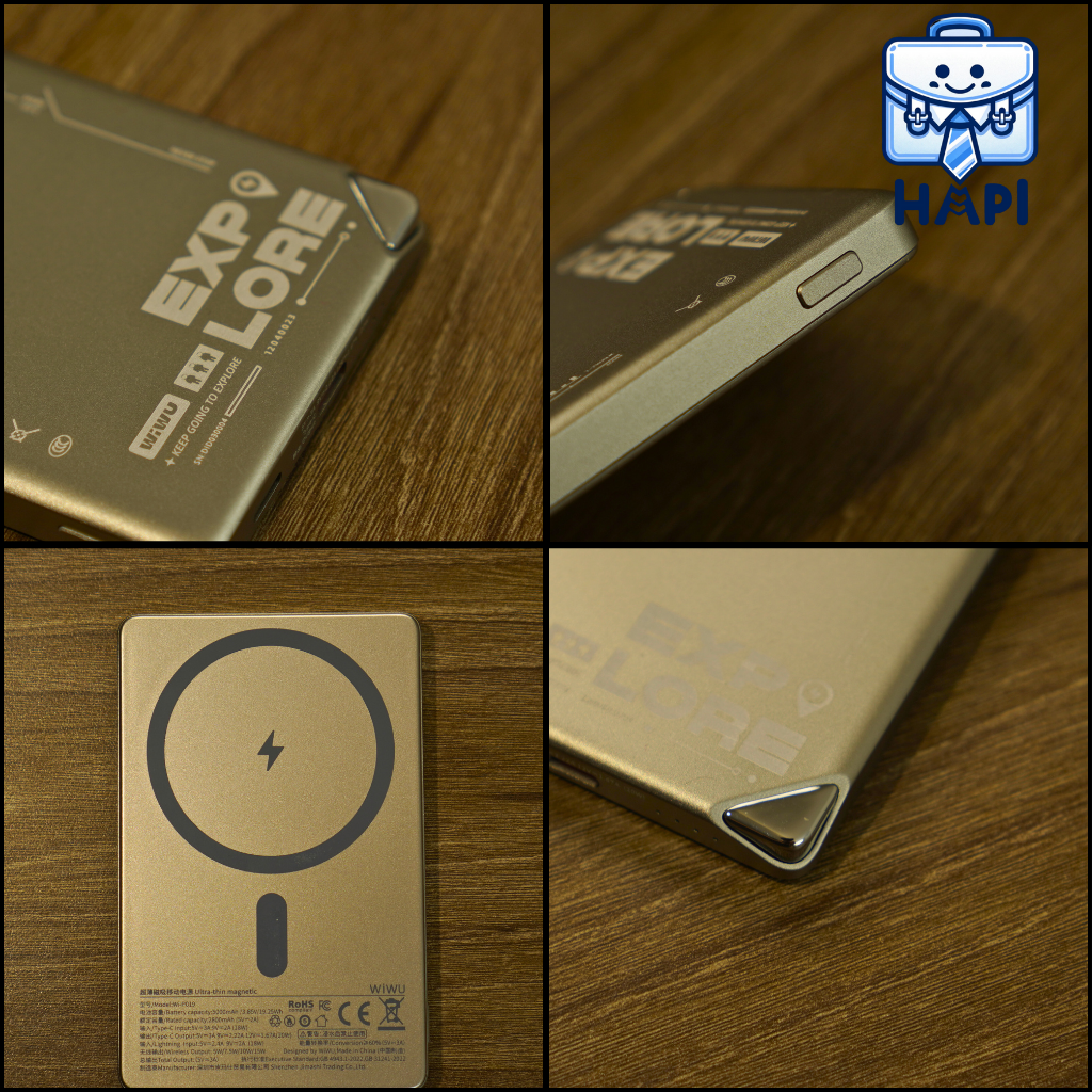 Sạc dự phòng từ tính hàng chính hãng WiWU Explore 5.000/10.000mAh, siêu mỏng, sạc không dây 15W, LED độc lạ