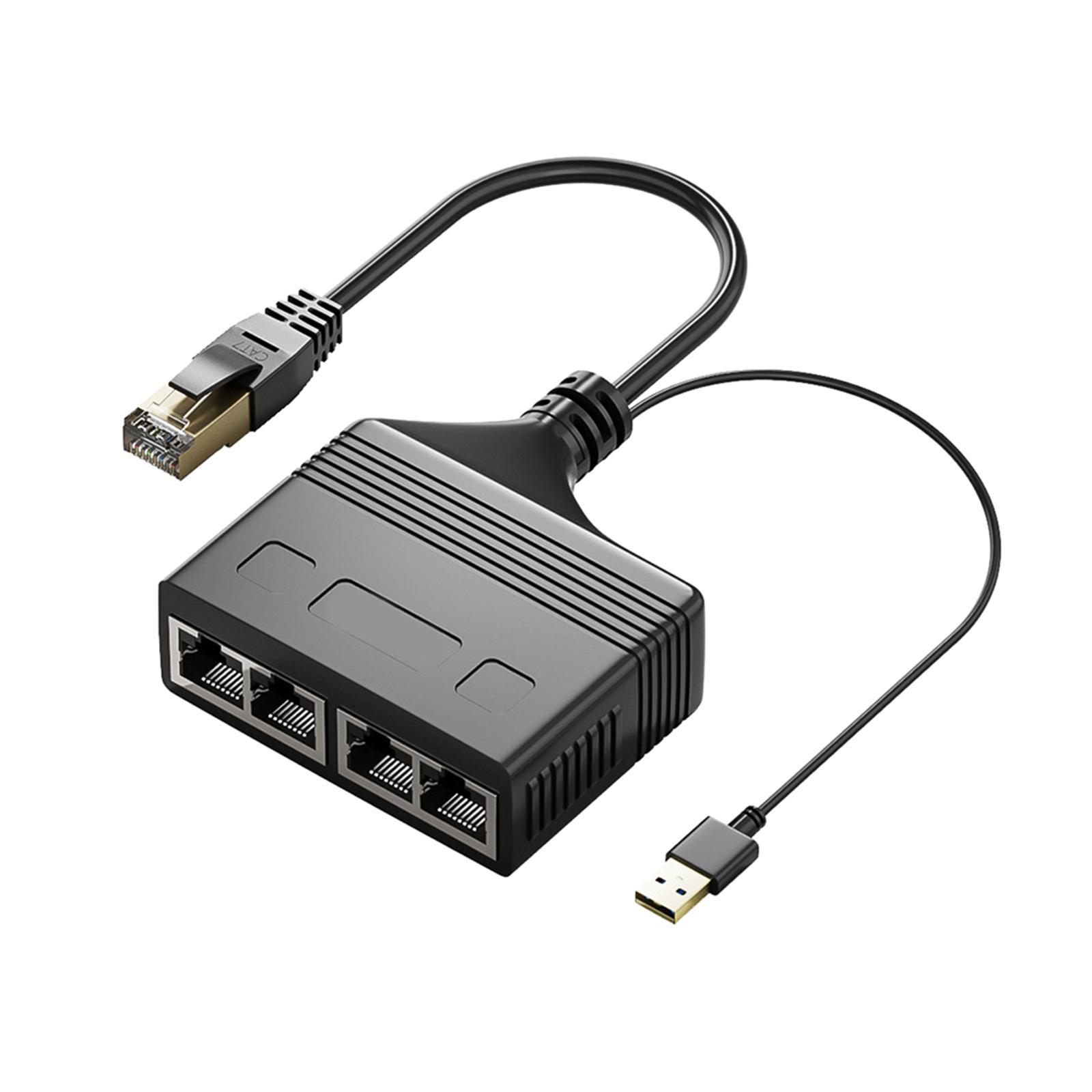 RJ45 Ethernet Splitter Splitter Ethernet Adapter ,Electronics with High Speed ,Network ,1 to 4 Port Ethernet Cable Connector for