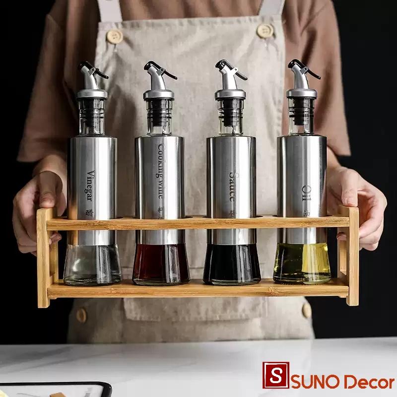 Kệ Gỗ Đựng Hũ Gia Vị, Giá Để Gia Vị, Chai Chiết Gia Vị Tiết Kiệm Diện Tích