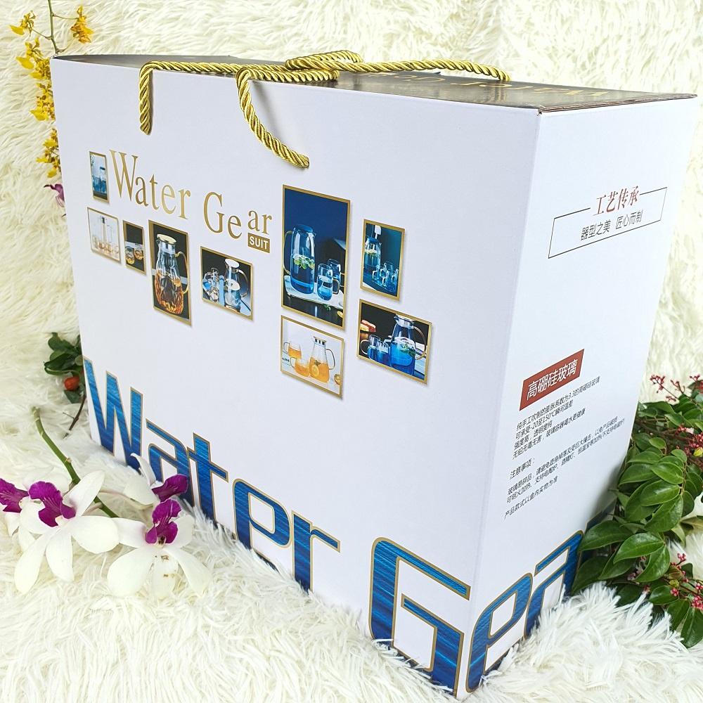 Bộ Bình thủy tinh chịu nhiệt 6 cốc đun được trực tiếp Màu Xanh mới lạ sang trọng - trong suốt lóng lánh