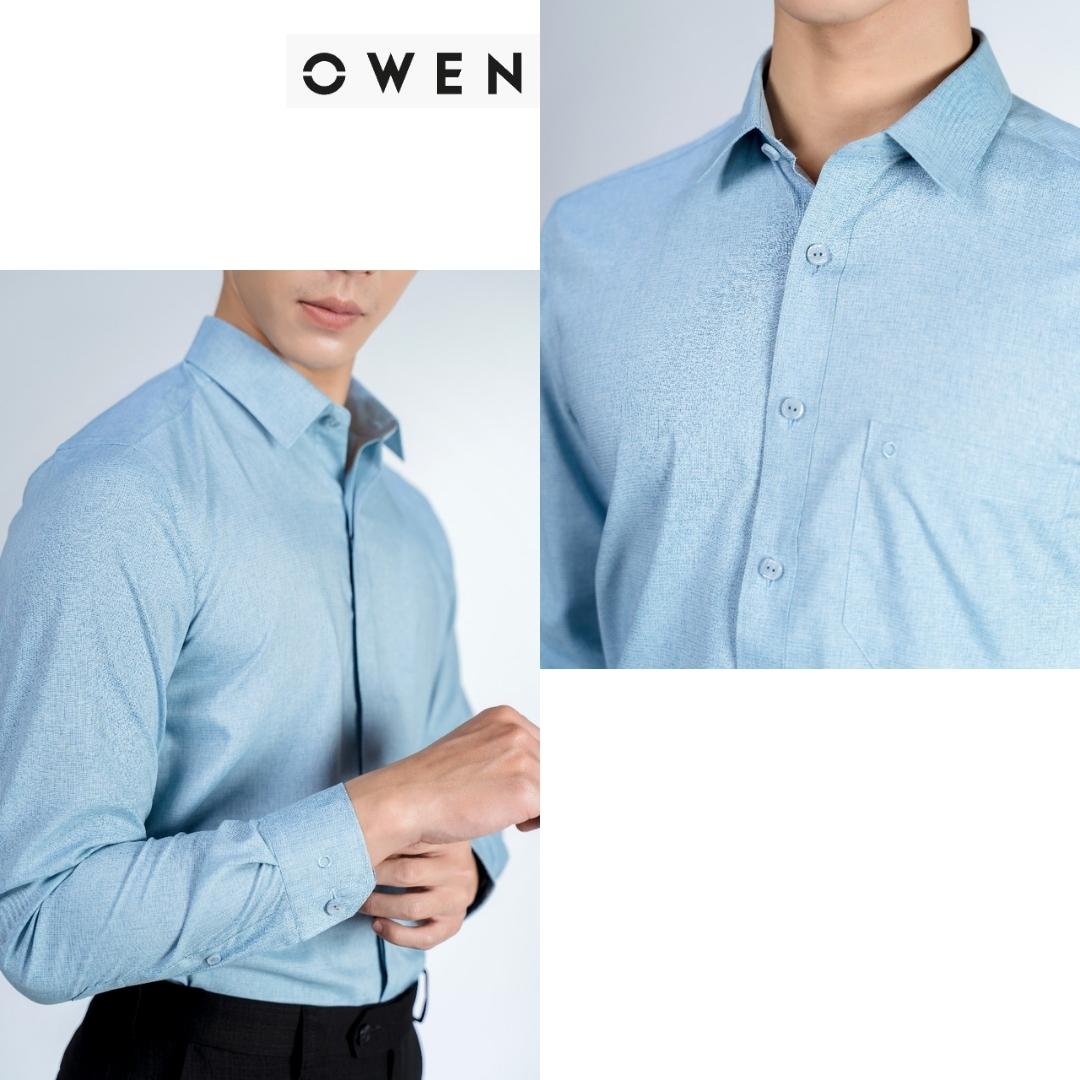 OWEN - Áo sơ mi dài tay Owen Sợi Sồi mềm mát màu xanh bạc hà 23417 