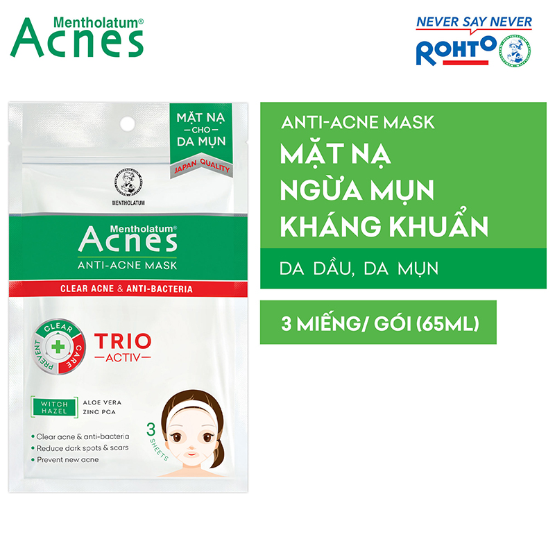 Mặt Nạ Chuyên Biệt Cho Da Mụn Acnes Anti-Acne Mask (3 Miếng)