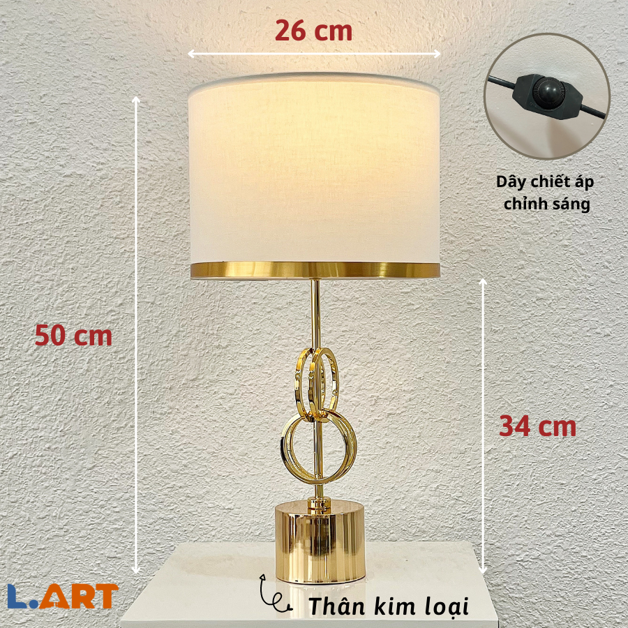 Đèn bàn đèn ngủ cao cấp kim loại vàng mạ sơn tĩnh điện phong cách Châu Âu DB-KL002G