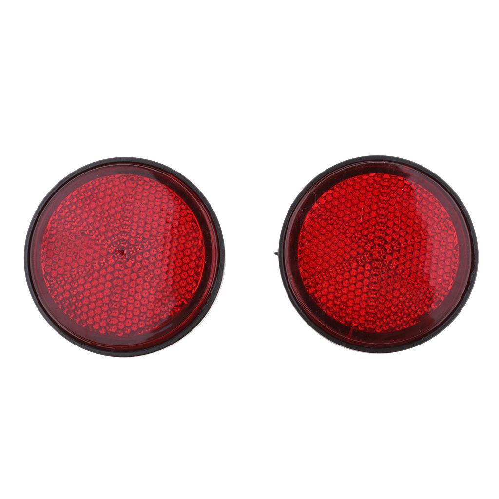 2 Pair Round Reflectors Universal for Motorcycle ATV Dirt Bike Red