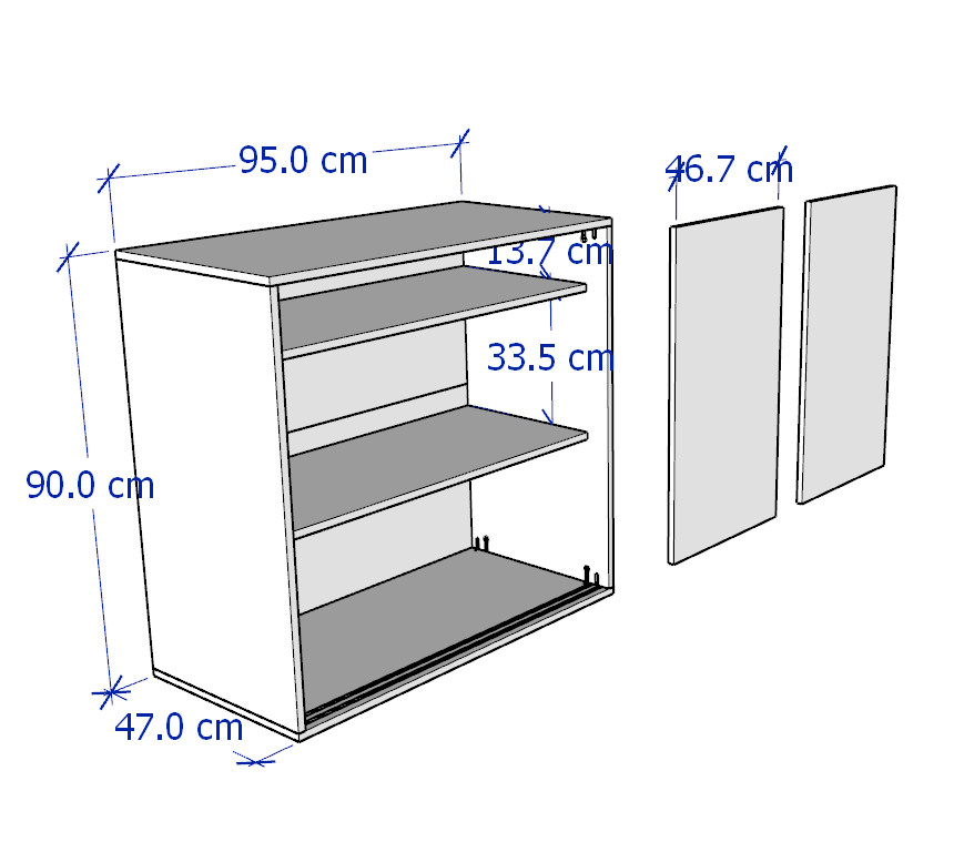 SOSIA, Tủ lưu trữ đồ dùng 2 cửa lùa, Phong cách Bắc Âu, 95x47x90cm
