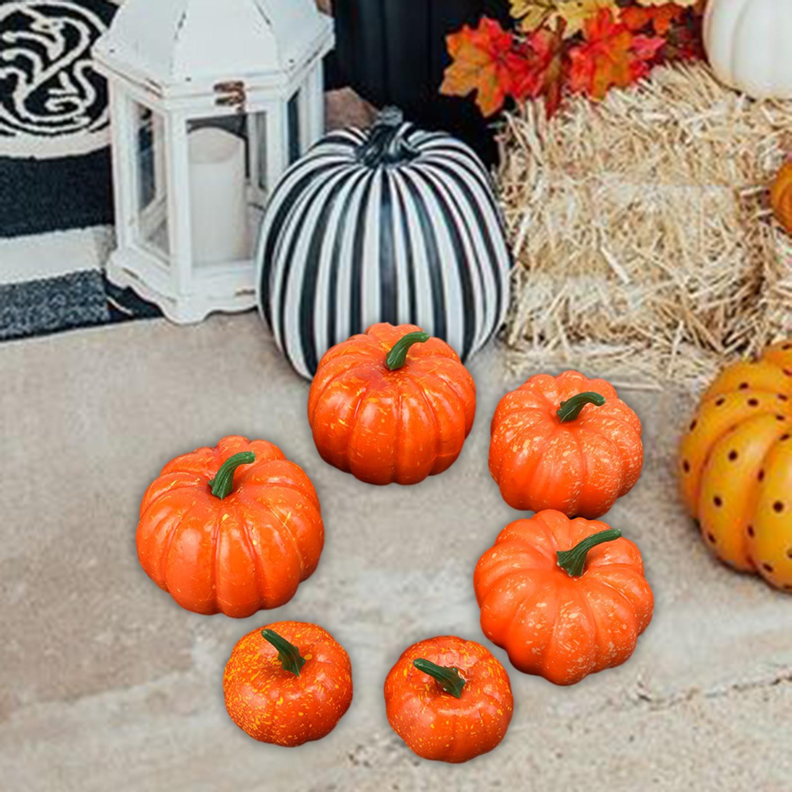 6 Pieces Fake Pumpkins Model Fake Foam Pumpkins for Halloween Fireplace Fall