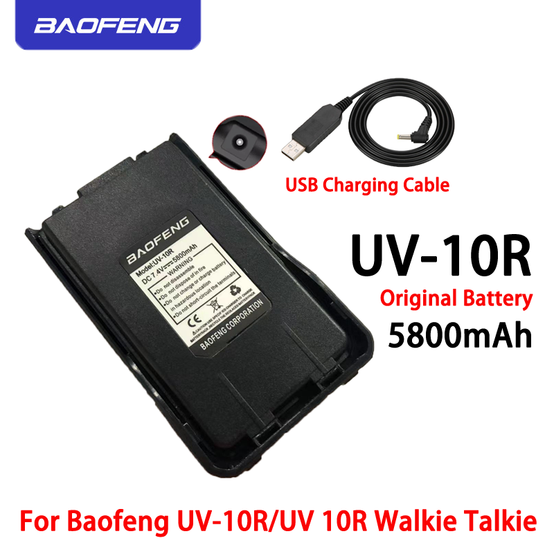 2023 Bộ Đàm Baofeng UV-10R Pin Chính Hãng Pin Li-Ion 5800MAh Cho Bộ Đàm UV10R DC 7.4V Phụ Kiện USB Có Thể Sạc Lại Màu Sắc: 5800MAh 1 Cái