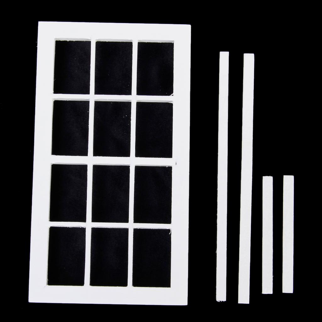 1:12 Scale Dolls House Miniature Wooden 12 pane Window Frame White